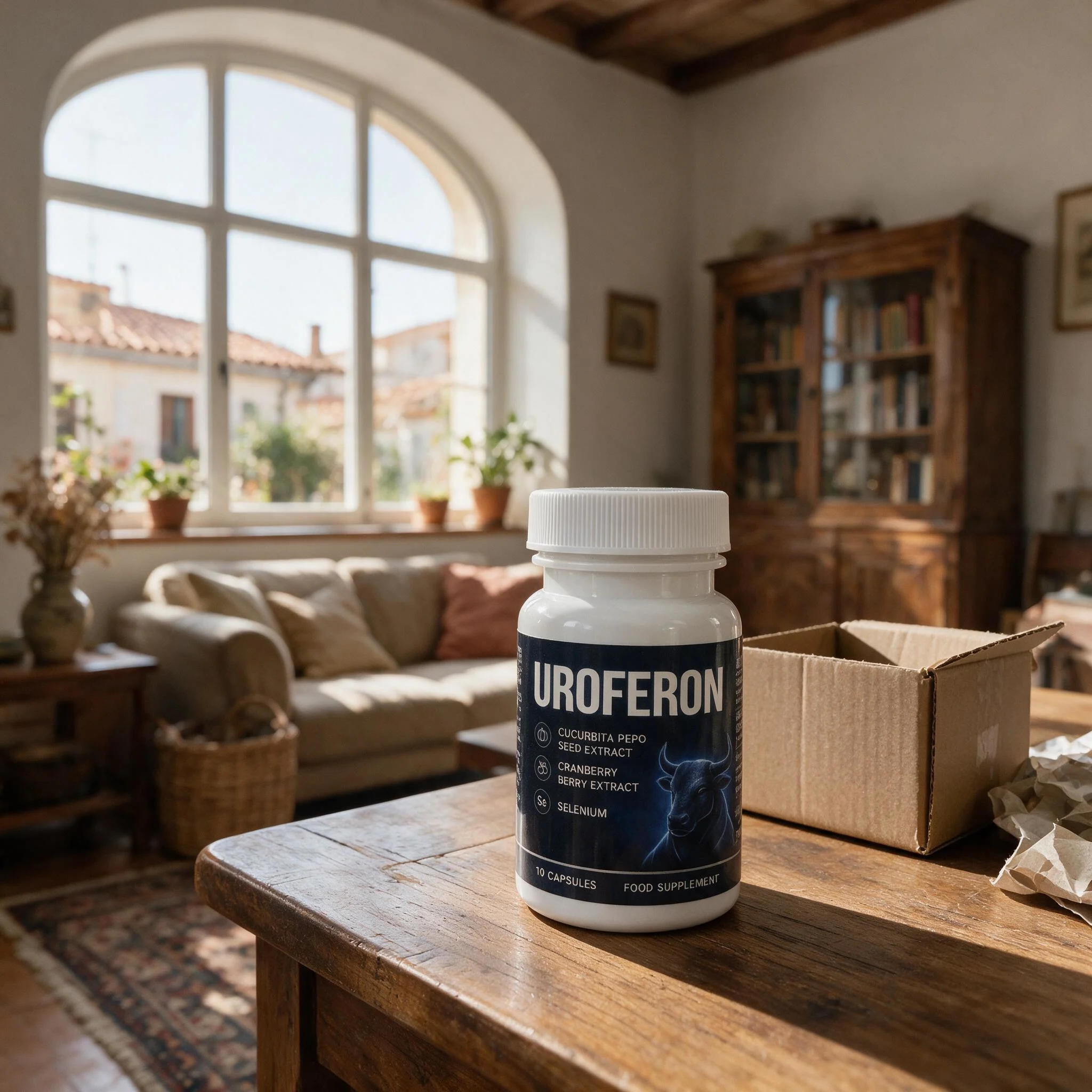 Paquete de Uroferon preparado para su envío urgente y discreto a domicilio